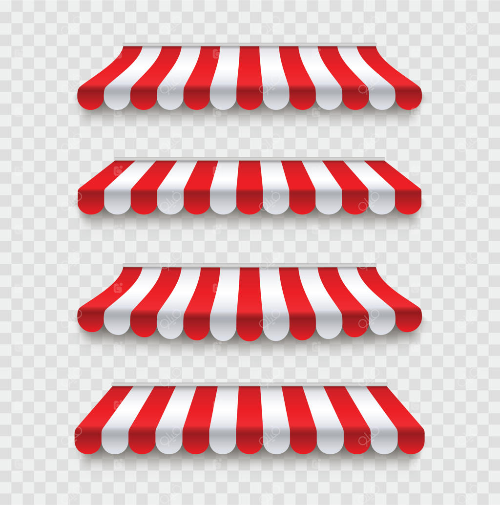 مجموعه سایبان‌های فضای باز: آفتابگیر قرمز و سفید