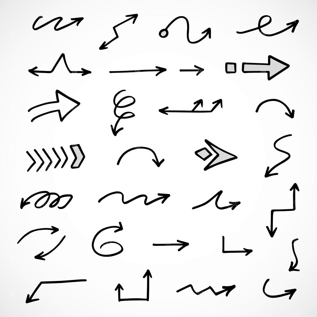 مجموعه وکتور پیکان‌های دست‌کشیده، عناصر مناسب برای ارائه