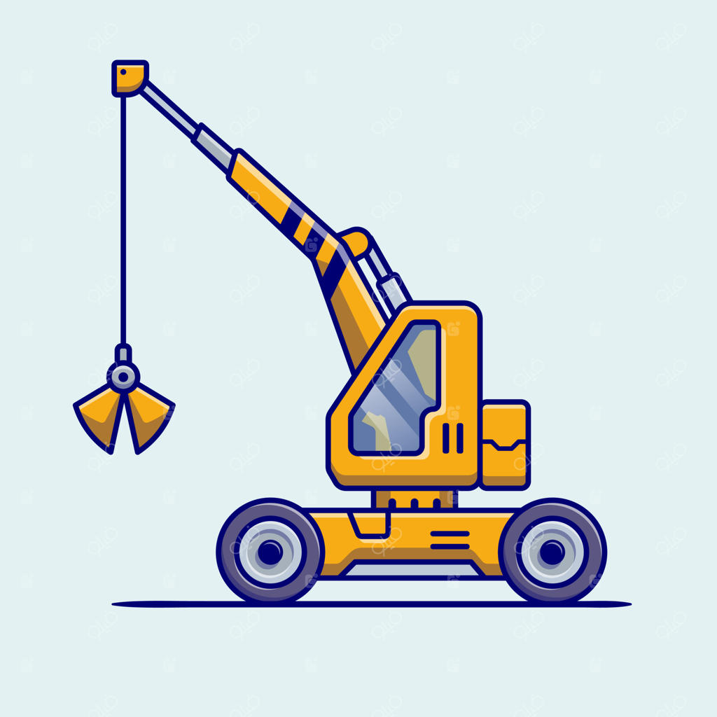 تصویر وکتور آیکون کارتونی تراکتور. مفهوم آیکون حمل و نقل ساختمانی، وکتور پریمیوم جدا شده. سبک کارتونی تخت.