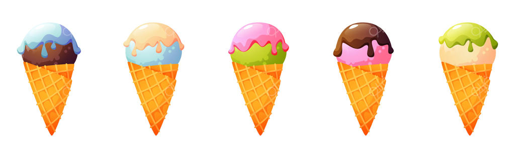 تصاویر برداری حرفه‌ای از بستنی قیفی کارتونی متنوع