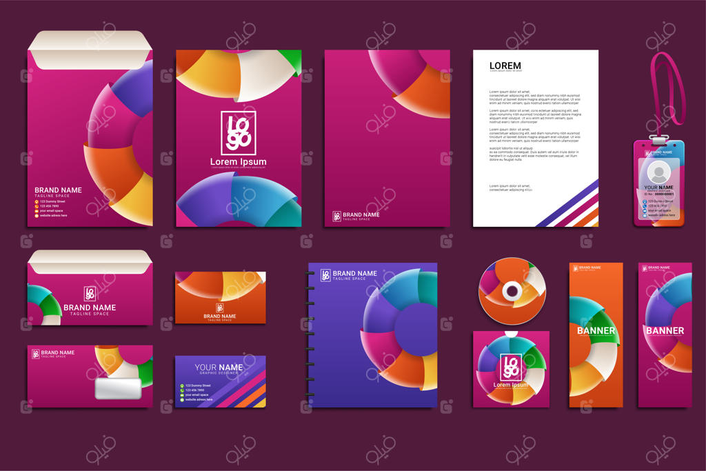 مجموعه قالب هویت برند شرکتی و لوازم التحریر