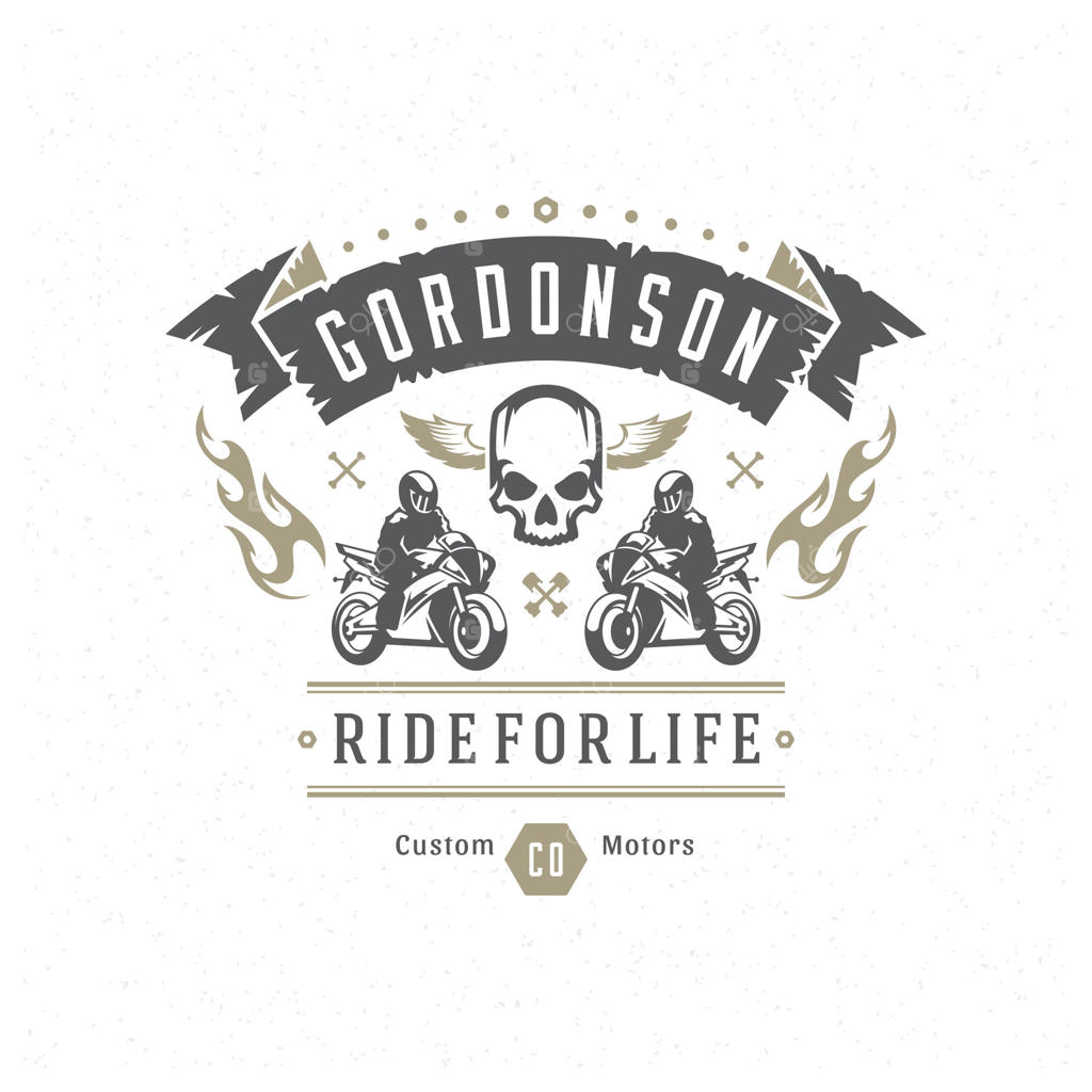 طرح لوگوی موتورسیکلت اسپرت با سبک وینتیج