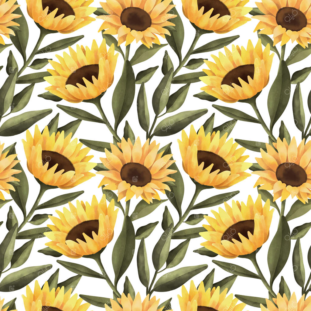 الگوی گل آفتابگردان با آبرنگ