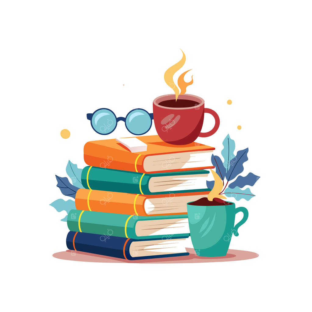 یک دست کتاب با یک فنجان قهوه و دوباره یک دست کتاب دیگر