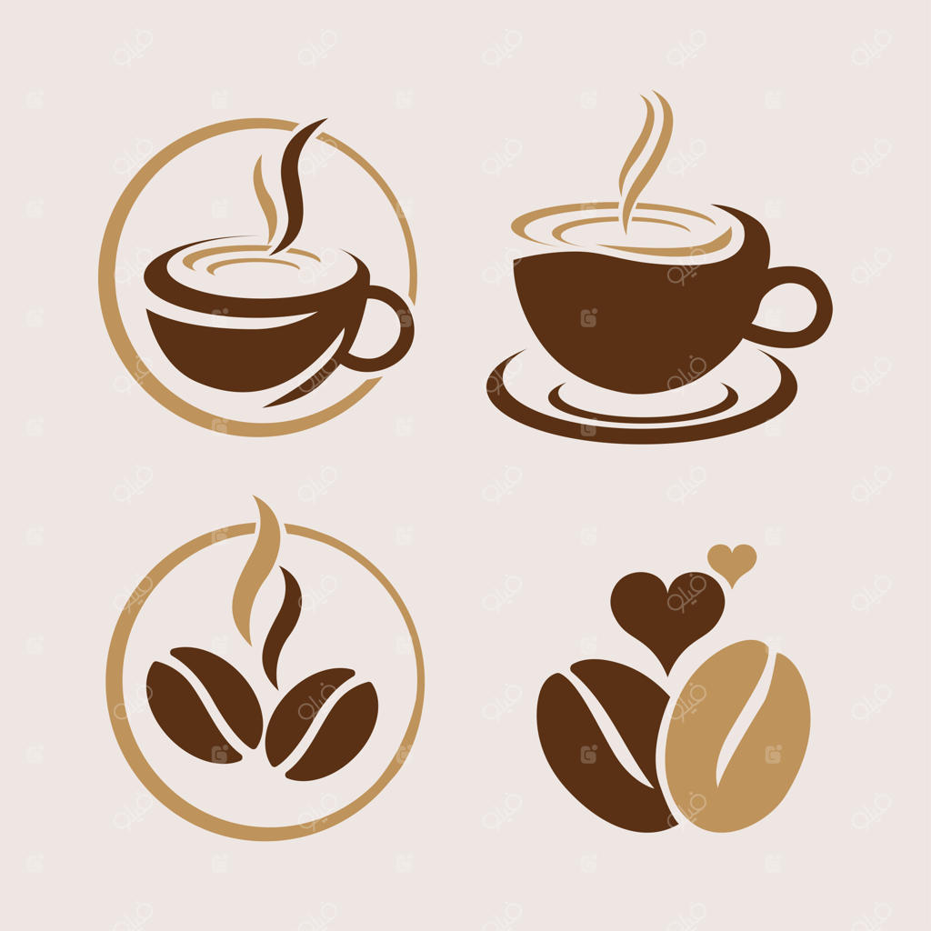 طرح وکتور لوگوی فنجان و دانه قهوه