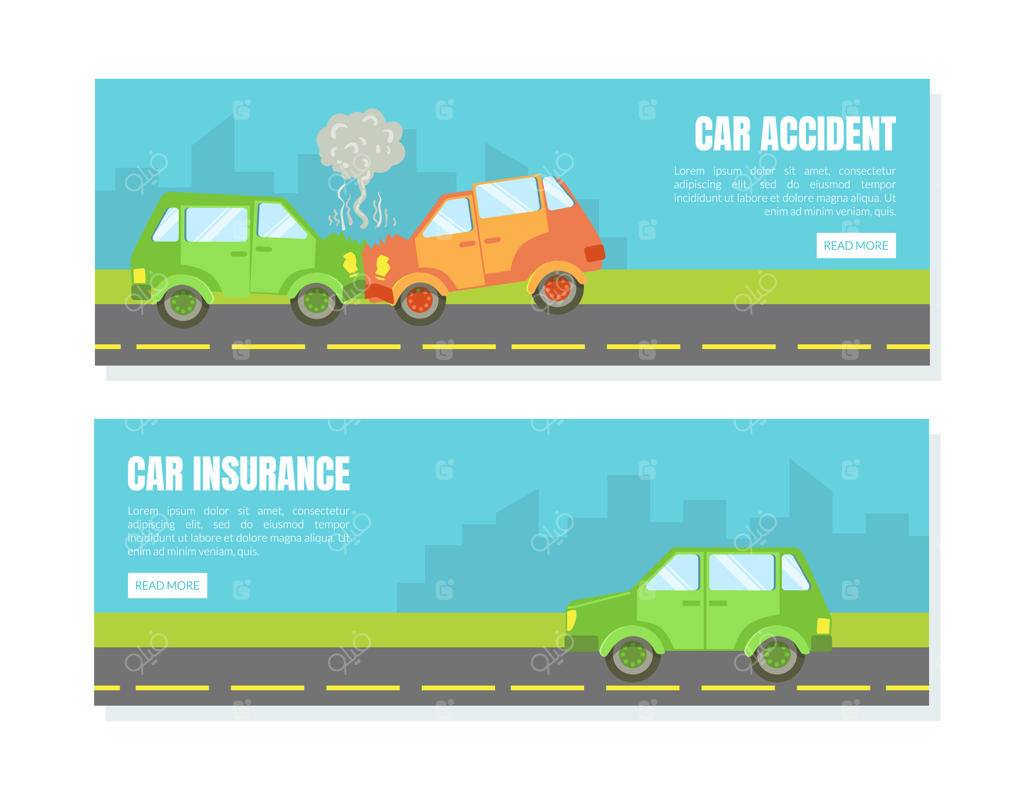مجموعه قالب صفحات فرود تصادف خودرو، بیمه ماشین، پشتیبانی و خدمات آنلاین، تصویرسازی اپلیکیشن موبایل