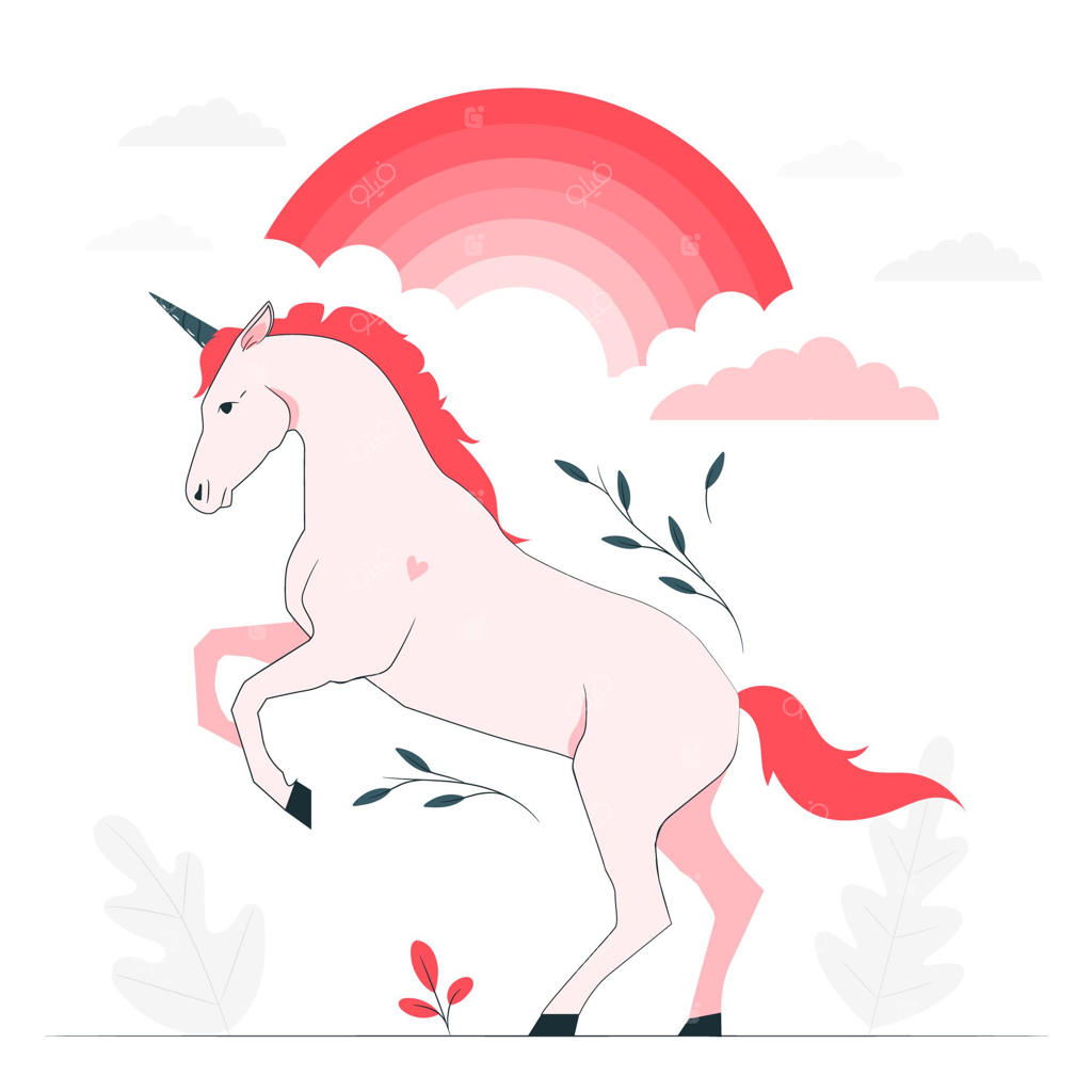 ایده تصویرسازی تک‌شاخ با رنگین‌کمان