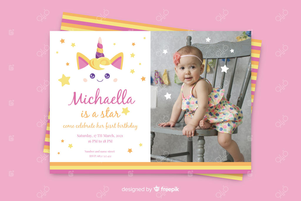 قالب دعوت‌نامه تولد با عکس