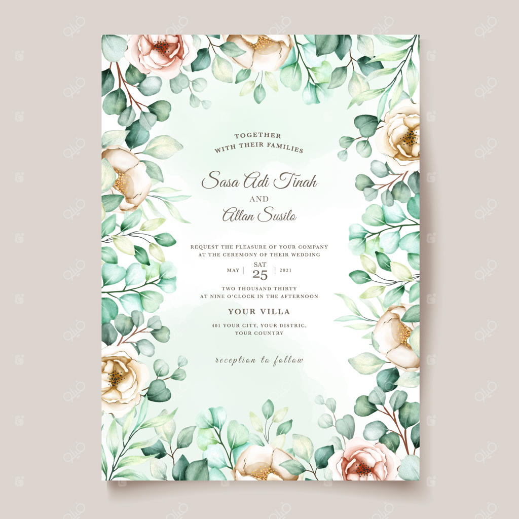 ست کارت دعوت عروسی با طرح اکالیپتوس