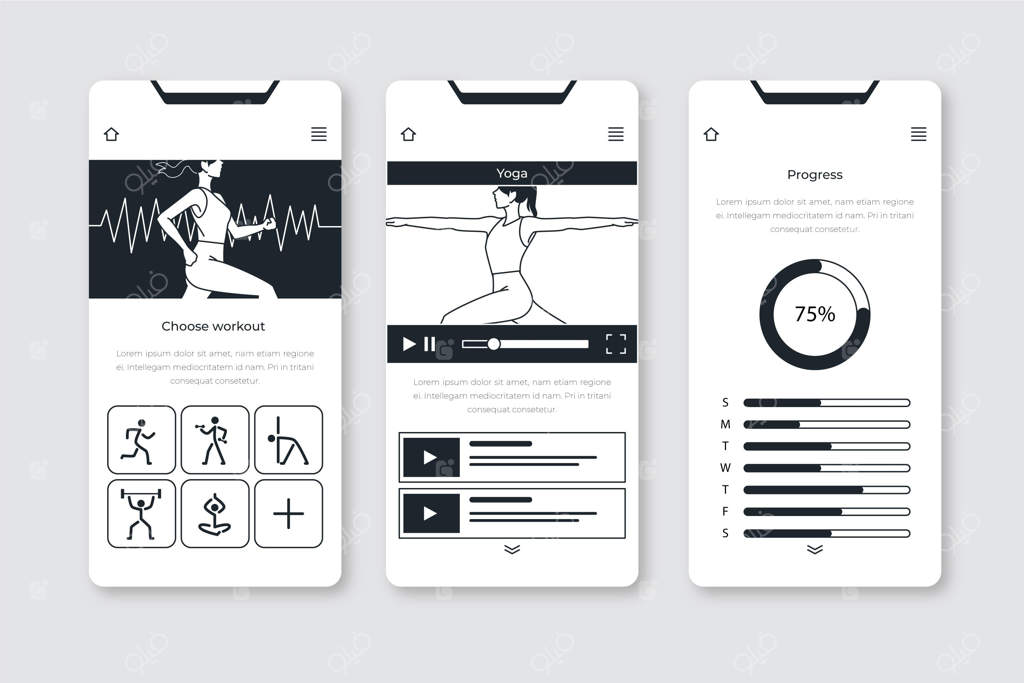 اپلیکیشن‌های طراحی شده با دست بدون رنگ