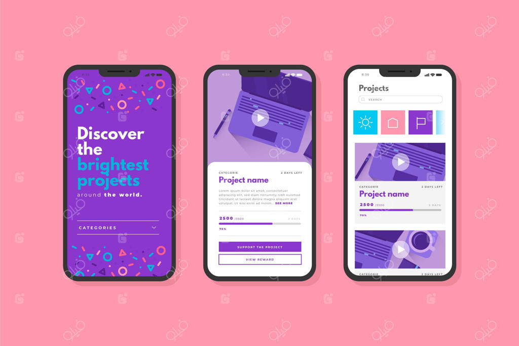 صفحه‌های رابط کاربری اپلیکیشن تامین مالی جمعی