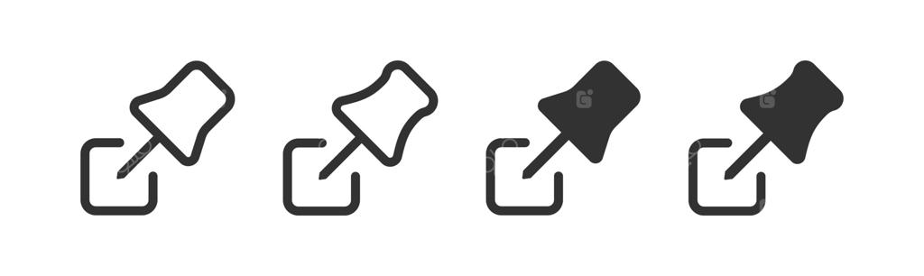 آیکون گیره کاغذ. سنجاق یادآوری. دکمه فشار دهید. ابزار لوازم‌التحریر اداری.