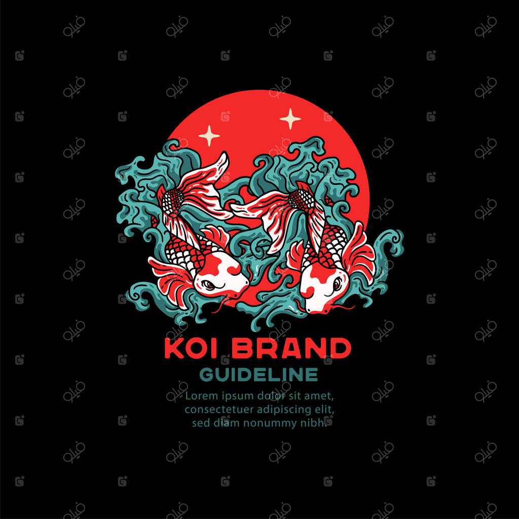 نقاشی ماهی کپور به سبک ژاپنی