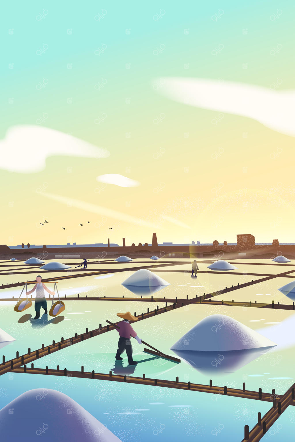 پوستر چشم‌انداز مزارع نمک