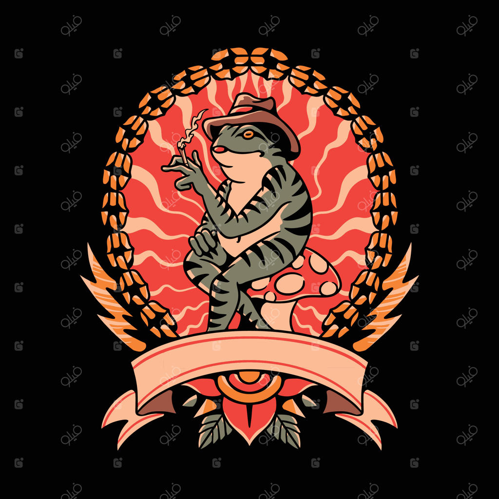 طرح تصویرسازی تاتو قورباغه گاوچران