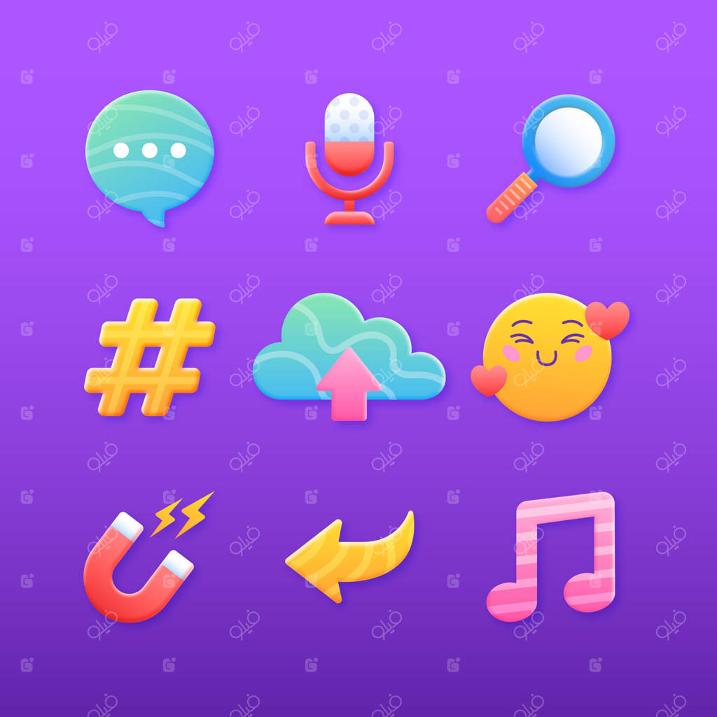 عنصر مجموعه‌ای شبکه‌های اجتماعی با گرادیانت