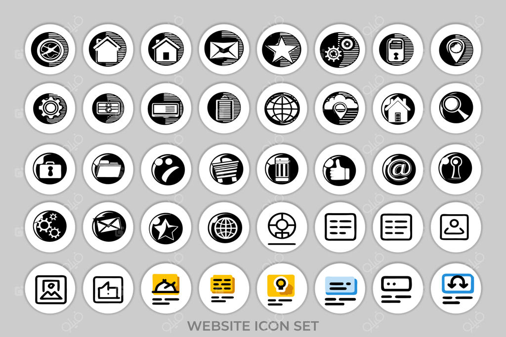 مجموعه آیکون‌های وکتور و قابل ویرایش طراحی وب، اینترنت، تولید محتوا و سئو