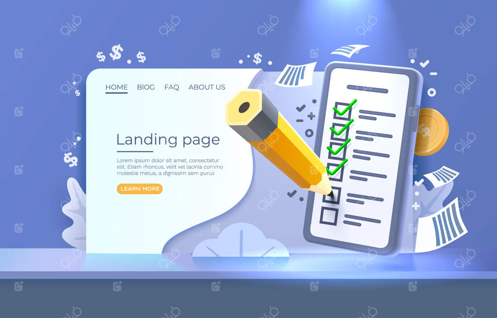 فهرست بررسی اسناد صفحه فرود موبایل برای مدیریت سازمان و تکنولوژی نمایشگر گوشی هوشمند (برداری)