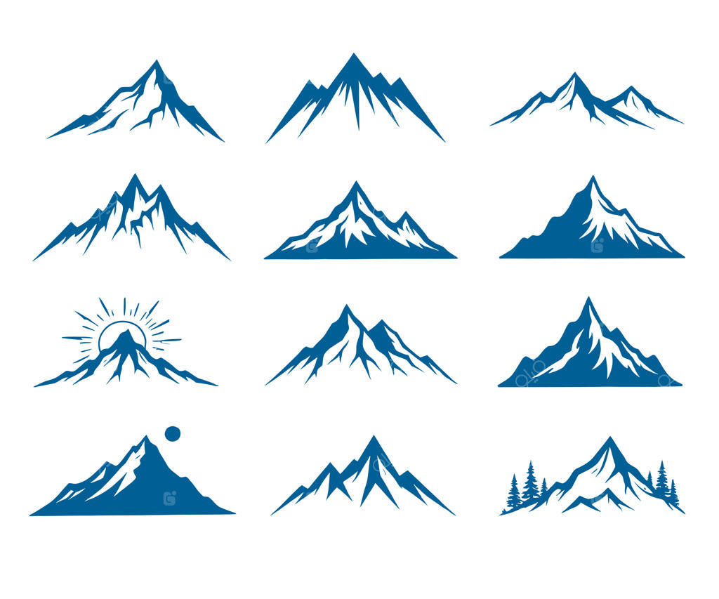مجموعه سیلوئت کوه برای طراحی‌های طبیعت‌گردی و ماجراجویی