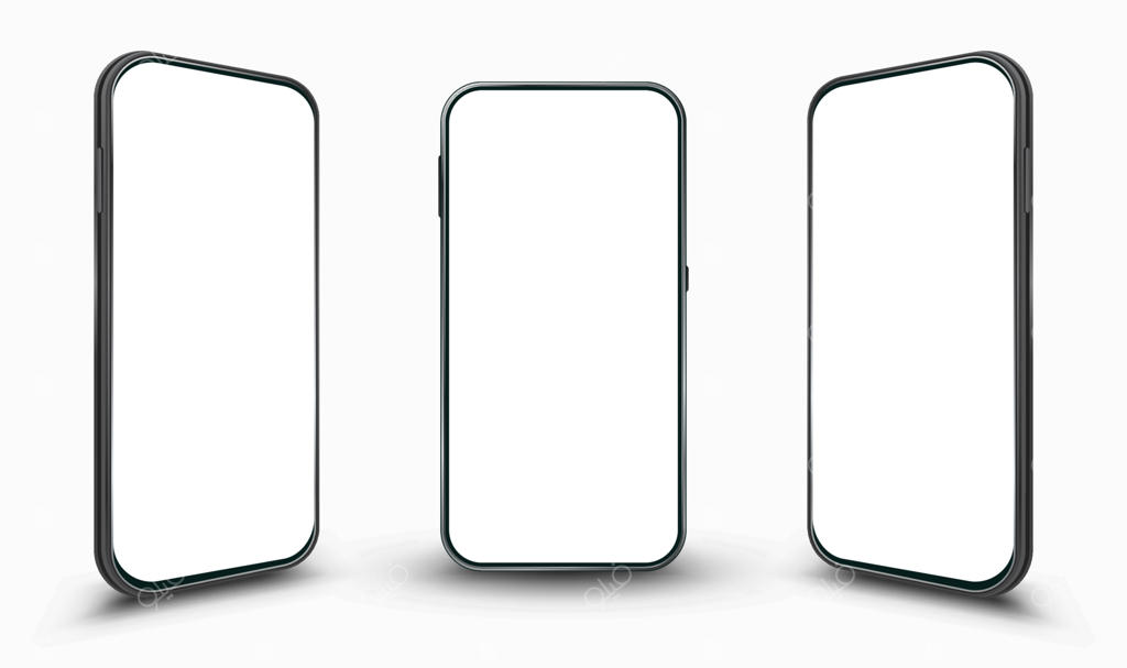 ماکت واقعی گوشی هوشمند مدرن با سبک ساده و مینیمالیستی. قاب گوشی همراه با نمایشگر خالی از زاویه سه‌بعدی. قالبی برای ارائه طرح‌های UI و UX موبایل.