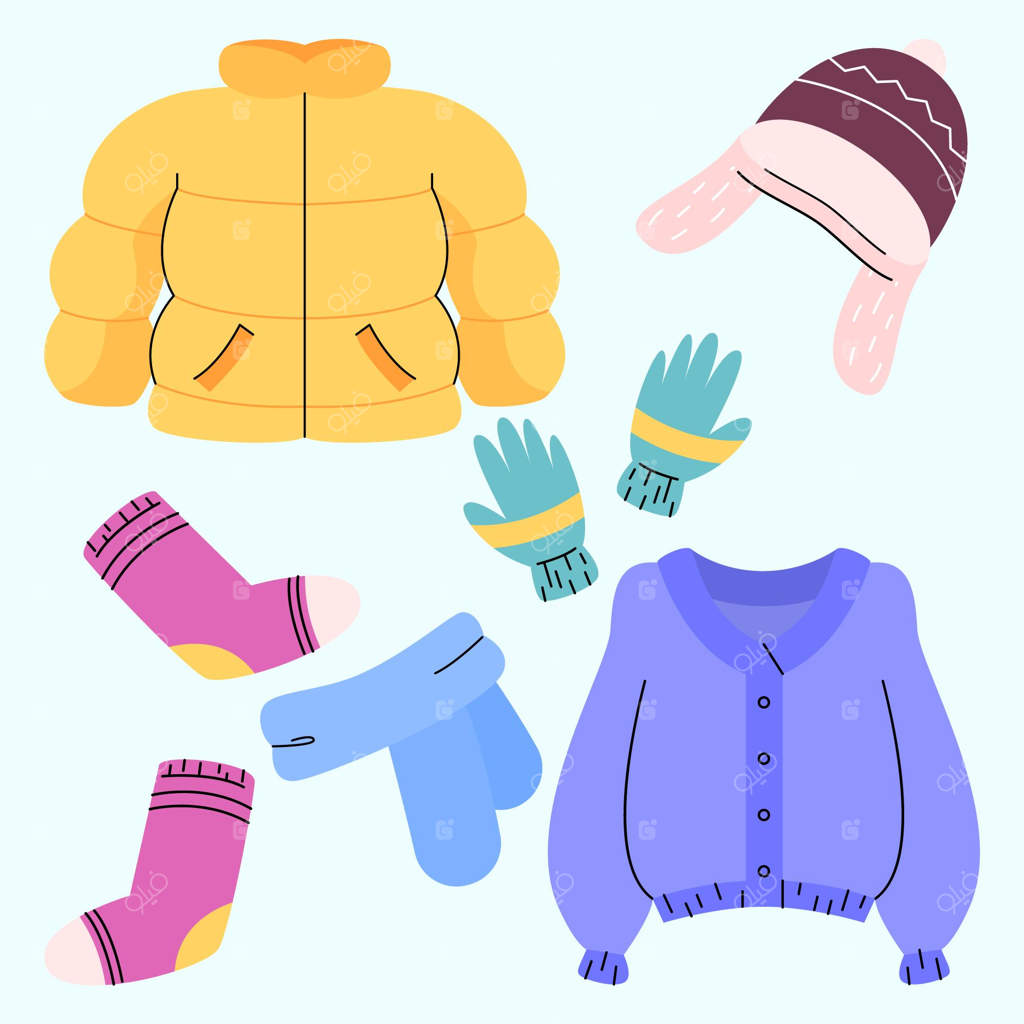 مجموعه‌ای از لباس‌ها و لوازم ضروری زمستانی فلت