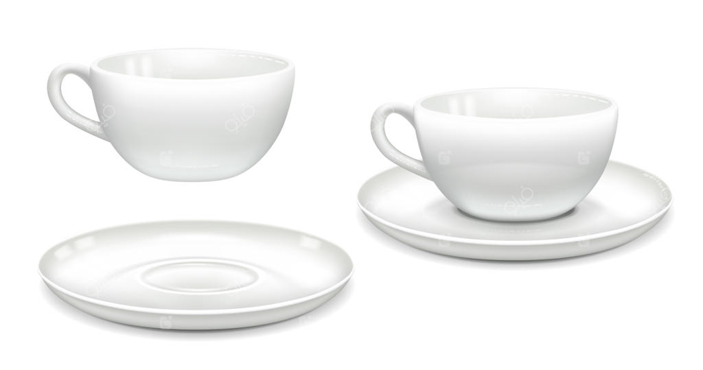 مجموعه فنجان‌های سفید