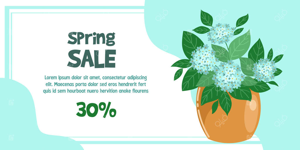 بنر هورتانسیا برای فروش فصلی در گل‌فروشی‌ها و نهالستان‌ها.