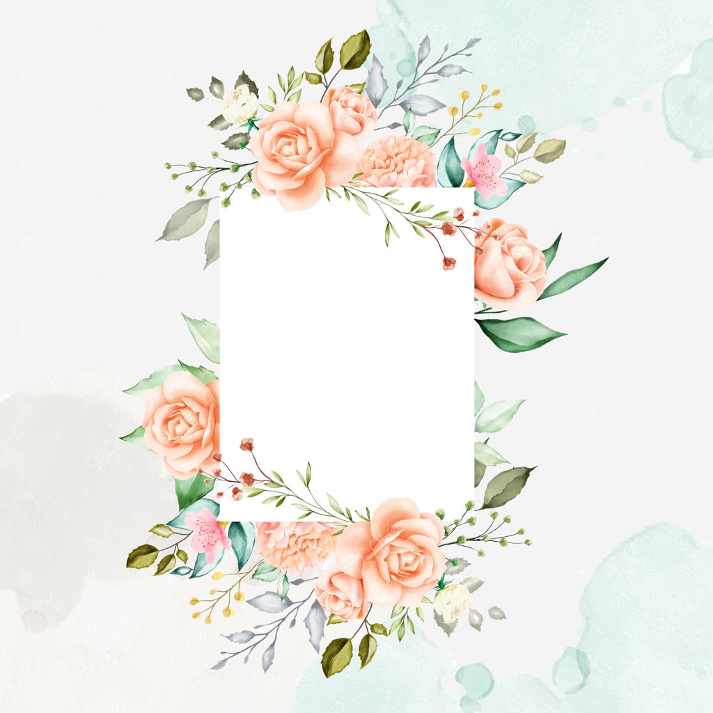 پس‌زمینه چندمنظوره با قاب گل‌های آبرنگی