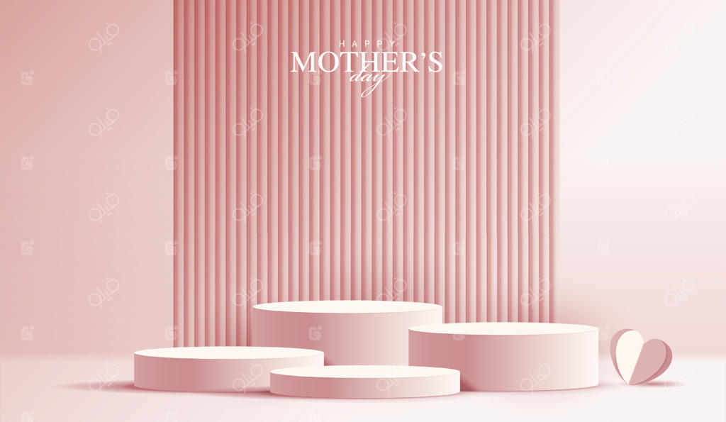 روز مادر برای نمایش دکوری، روز ولنتاین با قلب و گل. پس‌زمینه صورتی ساده. ارائه نمایش محصول. مفهوم اتاق استودیو، صحنه دیوار ساده.