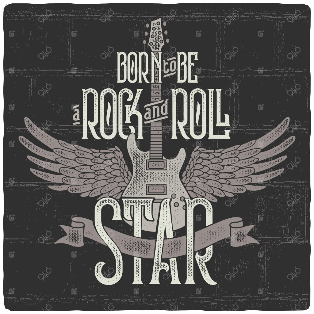 ترکیب نوشته گیتار با بال‌ها