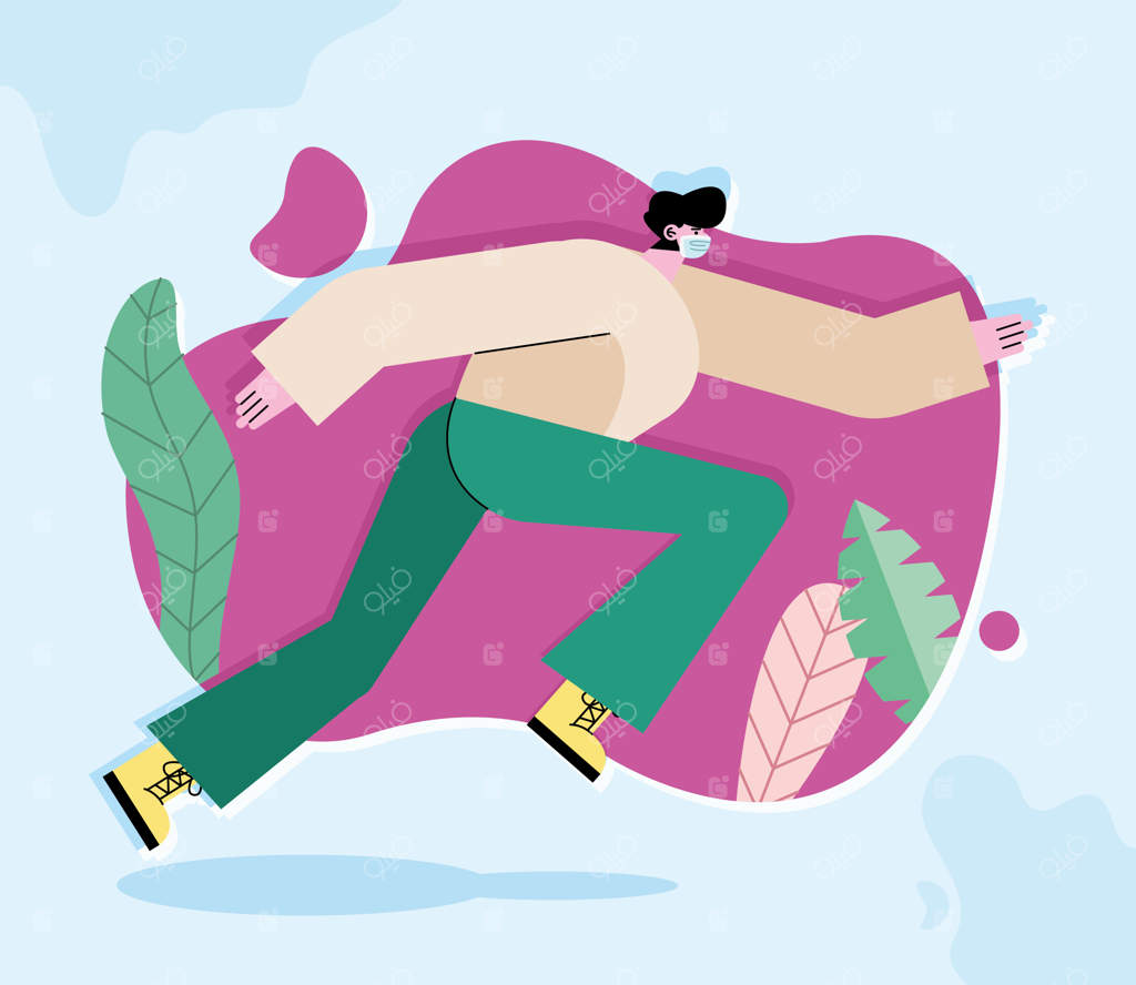 طرح مردی با ماسک در حال دویدن