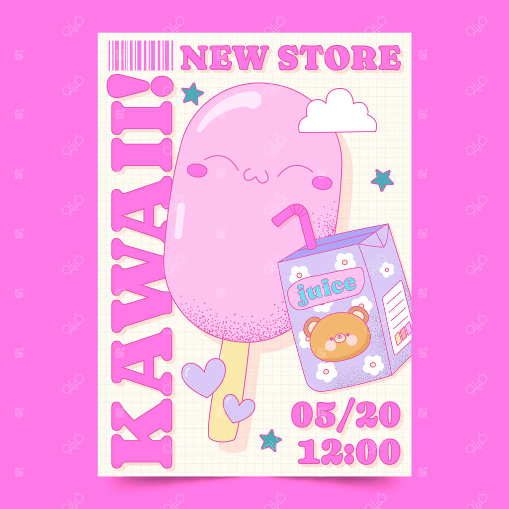 قالب پوستر دست‌ساز کاوایی