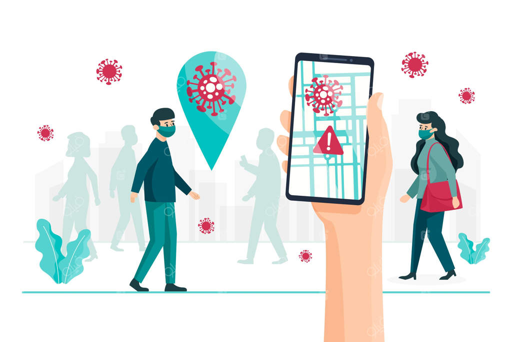 مفهوم اپلیکیشن ردیابی موقعیت ویروس کرونا