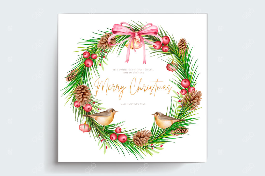 ست کارت های کریسمس نقاشی آبرنگ دستی