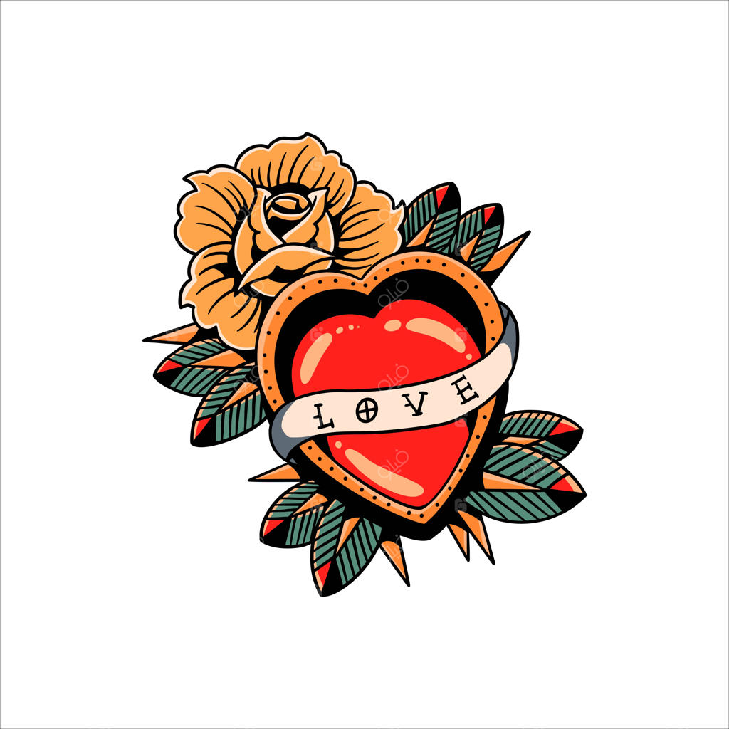 طرح وکتور تتوی عشق و گل رز