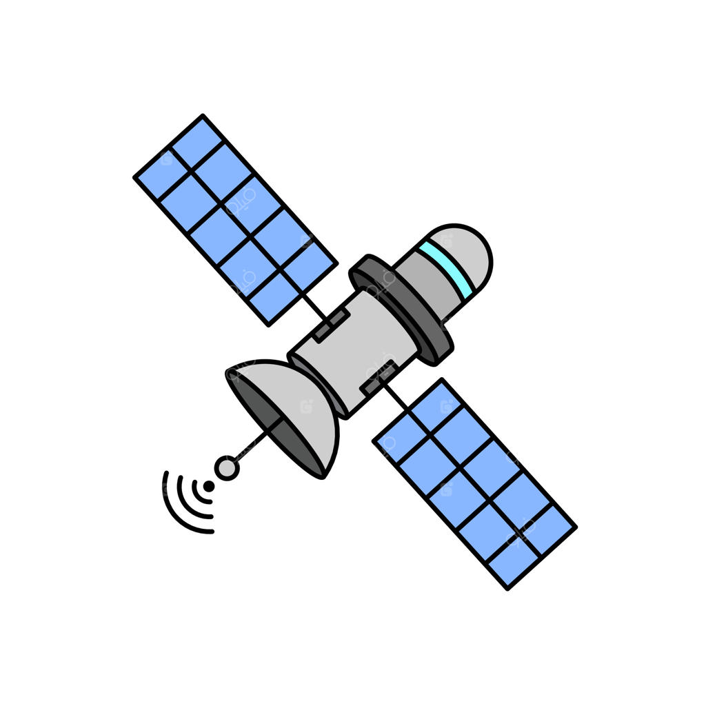 تصویر ماهواره نشان‌دهنده فناوری فضایی، ارتباطات و اتصال جهانی، همراه با پنل‌های خورشیدی و فرستنده‌های سیگنال. مناسب برای مفاهیم مربوط به هوافضا، GPS و پخش.