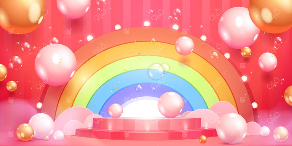 تصویرسازی طراحی پس‌زمینه کارتون با پودیوم