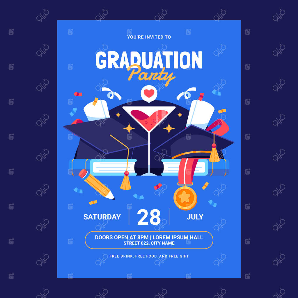 پترن دعوت‌نامه جشن فارغ‌التحصیلی ساده و شیک