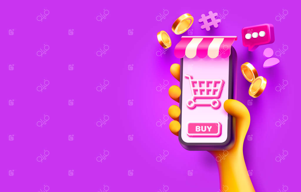 بنر خرید آنلاین گوشی هوشمند وکتور مارکتینگ اینترنتی