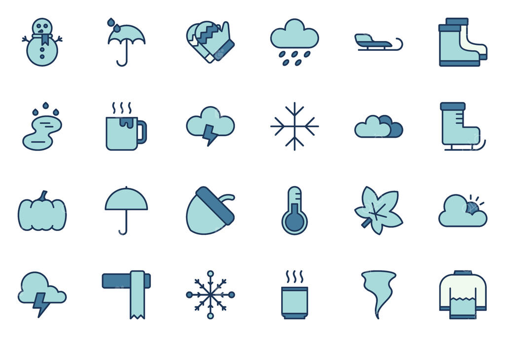 طراحی آیکون‌های رنگی زمستانی