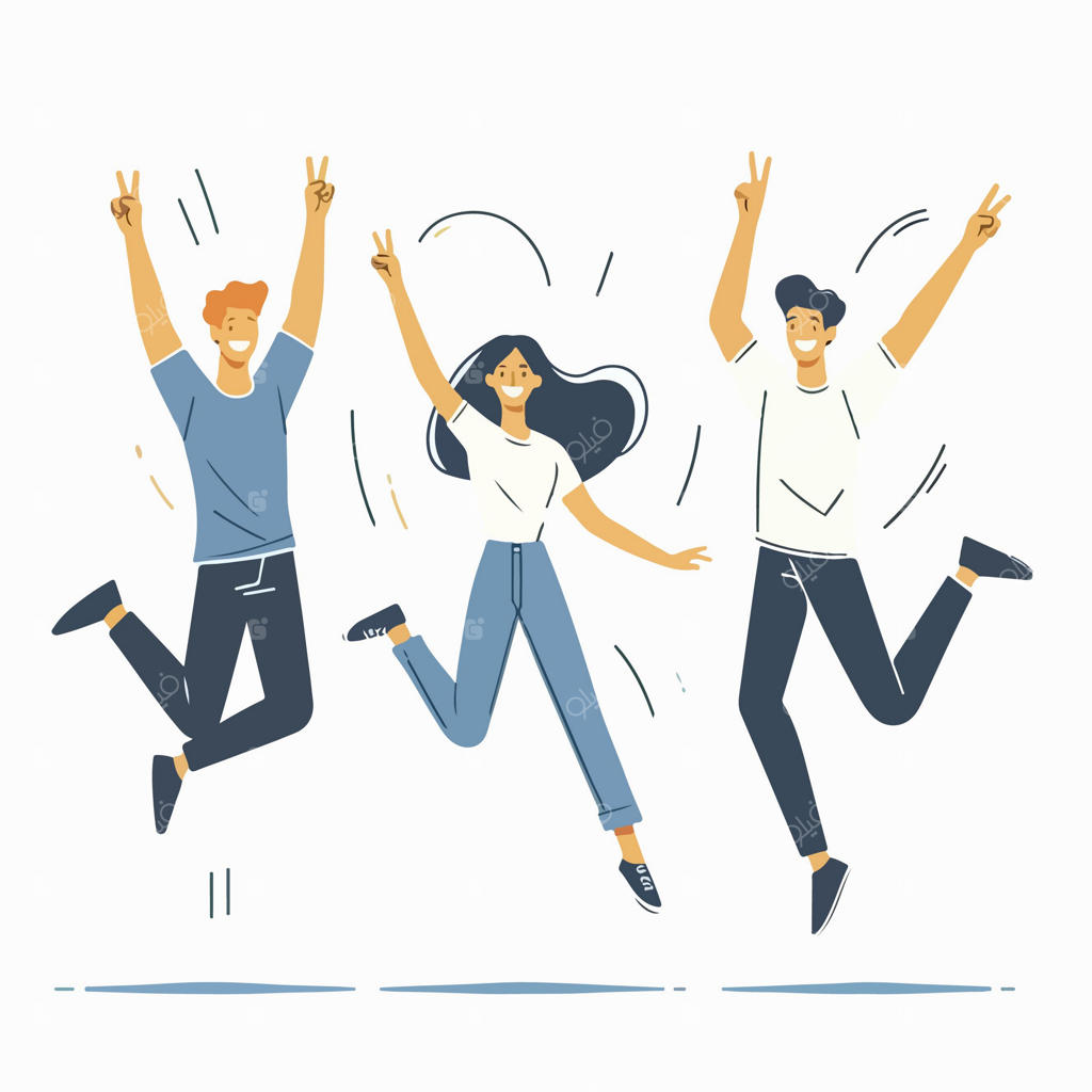 طرح کارتونی منسجم و پرشور از همبستگی جوانان به سبک طراحی فلت