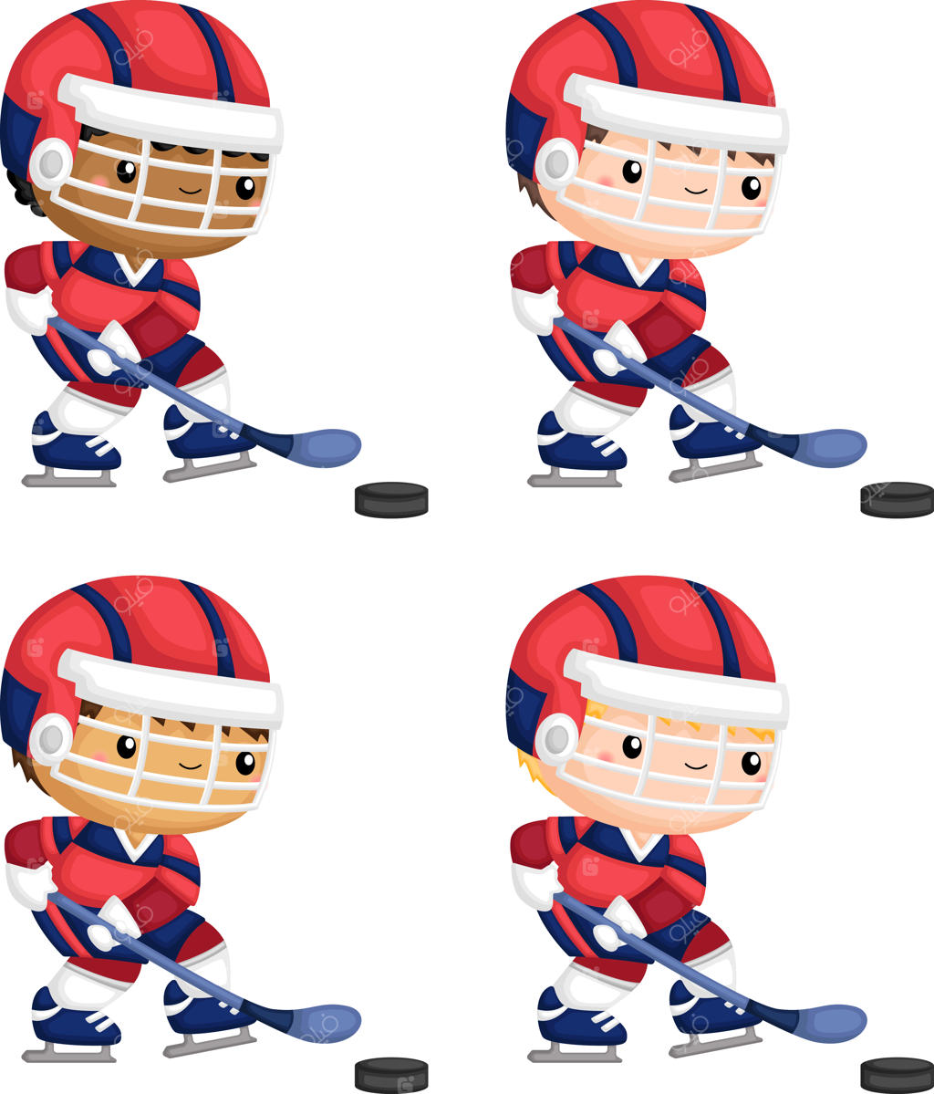 تصویری از یک مرد در حال بازی هاکی با گزینه‌های رنگ پوست متفاوت