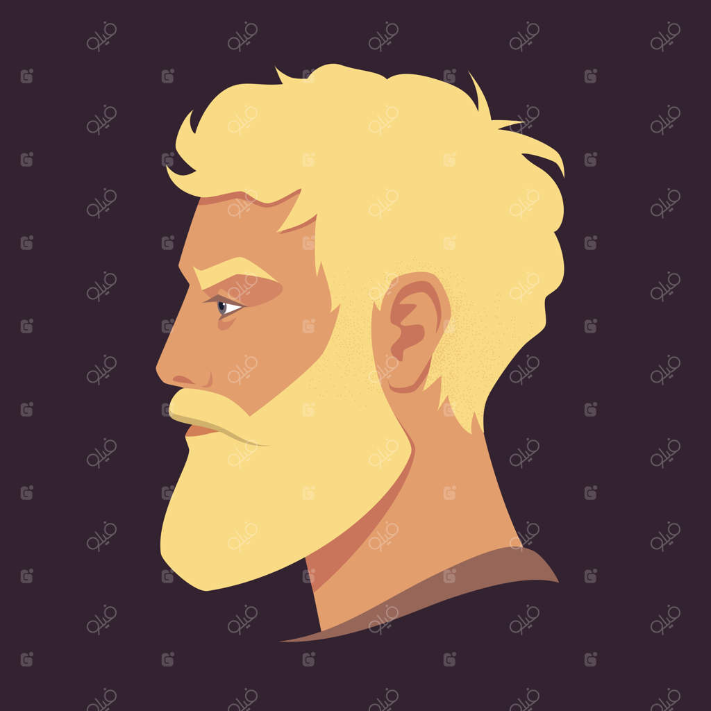 پروفایل مردی با ریش و موی بور