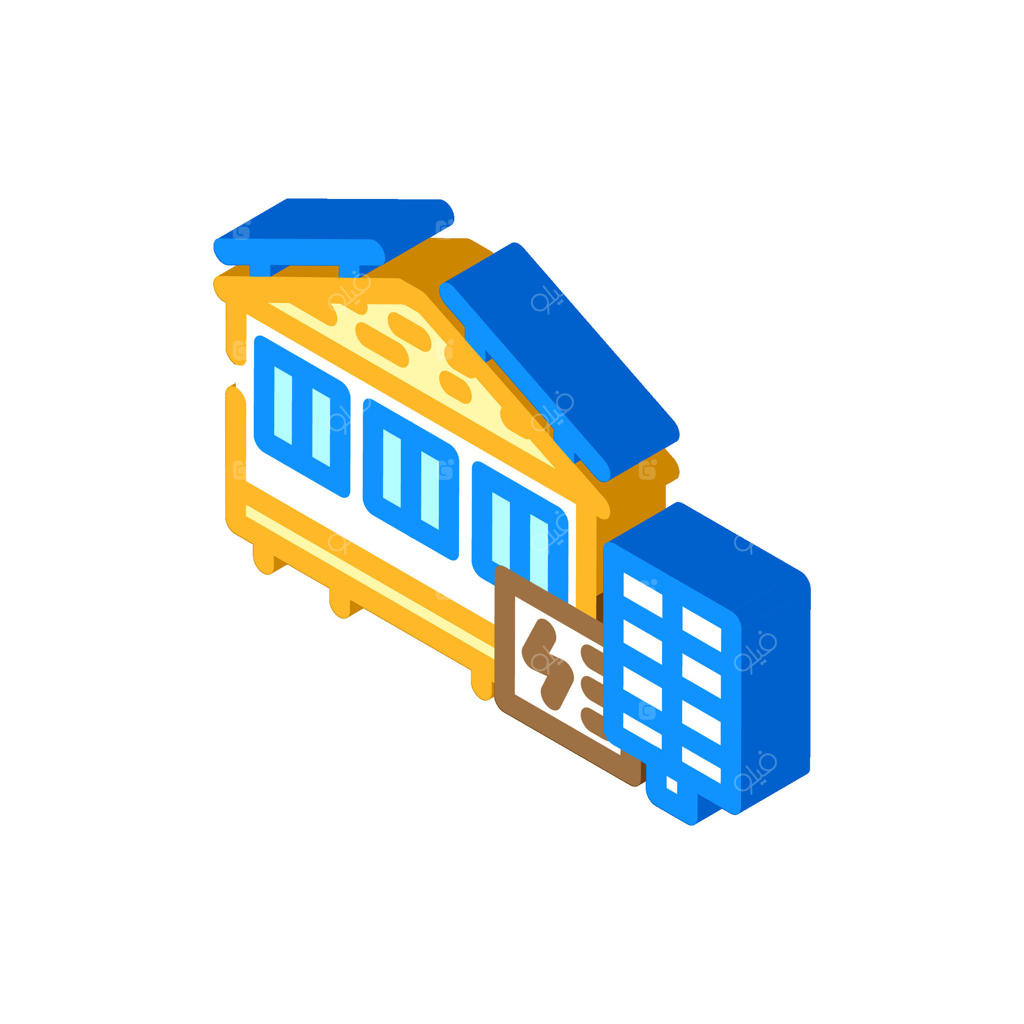 تصویر آیکون ایزومتریک پنل‌های خورشیدی برای خانه سیار