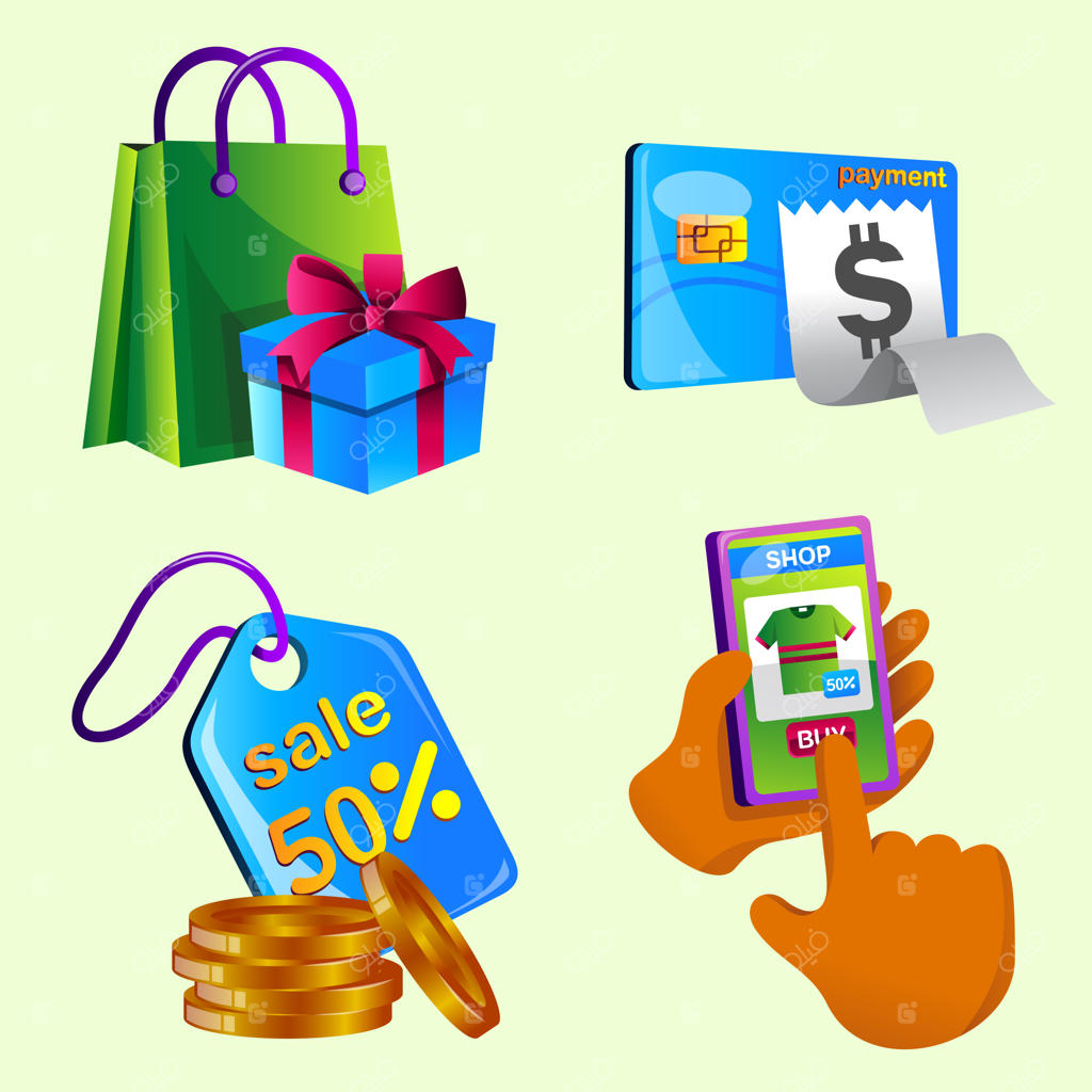 مجموعه‌ای از طراحی عناصر اشیا در مفهوم کسب‌وکار