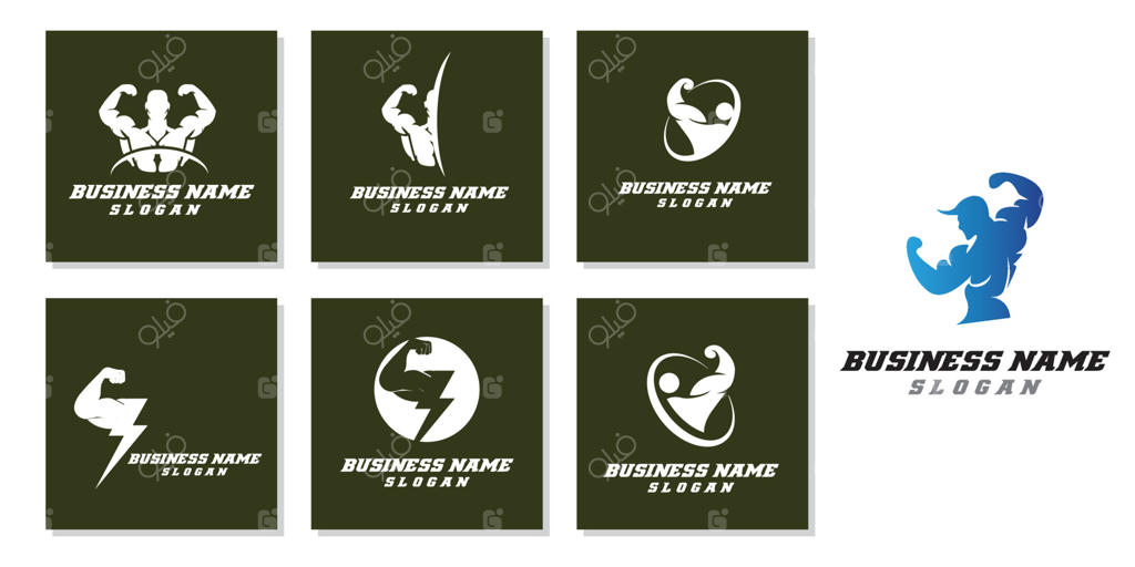 طراحی لوگوی تناسب اندام، تصویرسازی وکتور آیکون