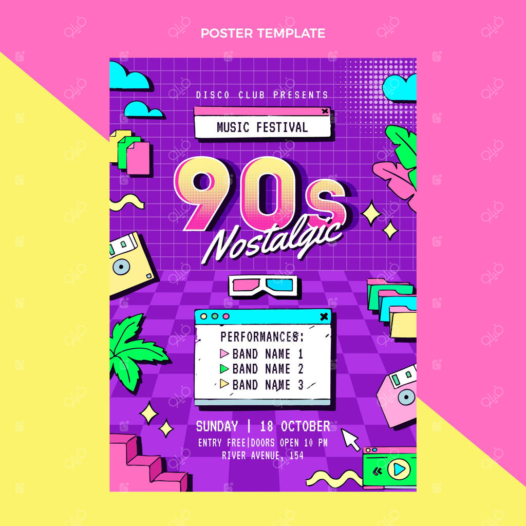 پوستر دستی جشنواره موسیقی نوستالژیک دهه ۹۰