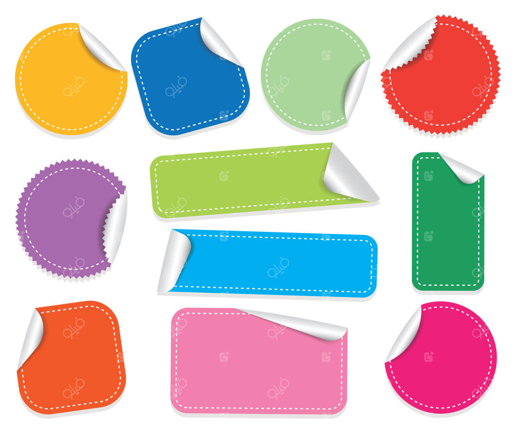 مجموعه‌ای از برچسب‌های رنگارنگ