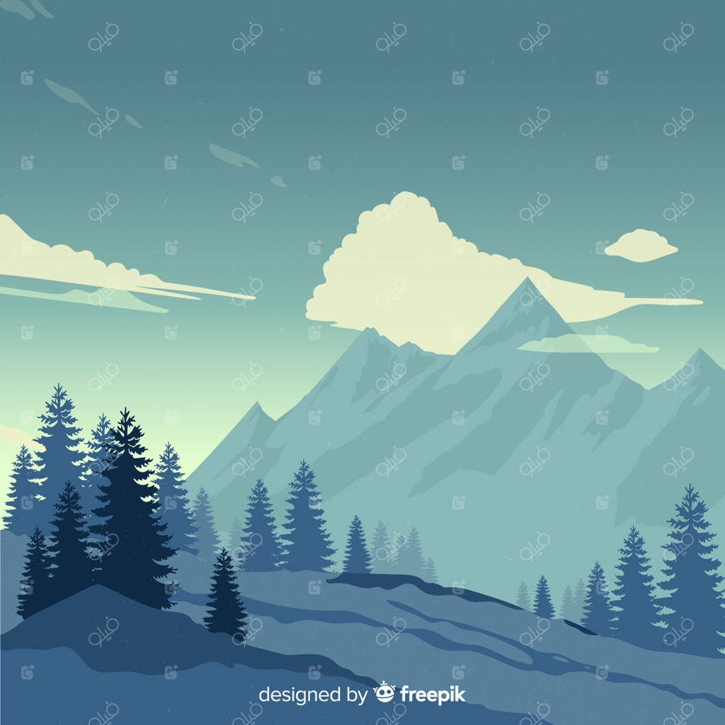 پس‌زمینه منظره‌ای از کوه‌ها