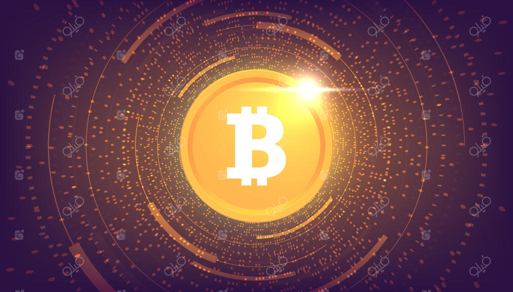 قالب طراحی بنر بیت‌کوین با پس‌زمینه تیره. ارز دیجیتال بیت‌کوین. بورس بین‌المللی. بازاریابی شبکه‌ای بیت‌کوین.